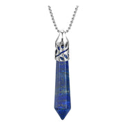 Fashion Healing Energy Gemstones Crystal Stainless Steel Chain Pendant Necklace for Women