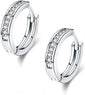New Silver Plated Round Square Crystal Hoop Huggie Earrings Men Women Fashion Casual Regular Unisex Earrings