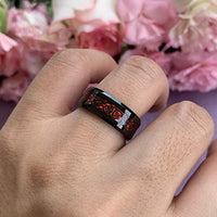Black Celtic Dragon Inlay Couples Wedding Promise Ring