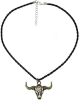 Animal Bull Cattle Skull Pendant Necklace For Women PU Leather Chain Hot Sale Necklace For Men Jewelry - sparklingselections