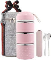 New Stainless Steel Thermal Lunch Box Picnic Food Container Flatware  Food Storage Container Set With Bag - sparklingselections