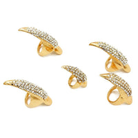 New Punk Eagle Claw Nail Finger Rings Set For Women Rhinestone Crystal  Full Finger Ring False Eagle Claw Ring 5pcs - sparklingselections