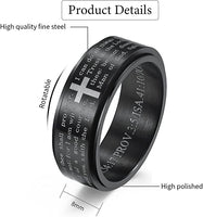 Women's Stainless Steel Bible Lord's Prayer Cross Ring