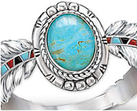 Fashion Vintage Cubic Zirconia Turquoise Feather Cocktail Bridal Wedding Ring For Women
