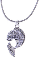 Antique Fish Pendants Necklace For Women Colored Rhinestone Crystal Necklace Jewelry - sparklingselections