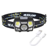 Powerfull Headlamp Rechargeable LED Headlight Body Motion Sensor Head Flashlight Camping Torch Light Lamp With USB