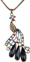 Alloy Peacock Crystal Noble Ethnic Pendant Necklace For Women