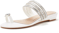 New Fashion Summer White Color Faux Leather Flip-Flop Sandal For Women Size 7,8,9 - sparklingselections