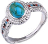 Fashion Vintage Cubic Zirconia Turquoise Feather Cocktail Bridal Wedding Ring For Women