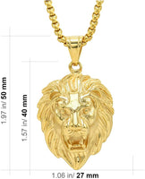 New Top Quality Men's Gold Flat Chain Lion Head Pendant Necklace Hip Hop Casual Fashion Necklace Jewelry - sparklingselections