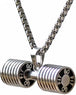 New Stainless Steel Pendants Sporty Trendy Dumbbell Charm Chain Link Necklace Men Boys