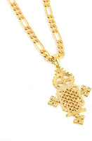 Pure Gold Color Ethiopian Cross Necklace