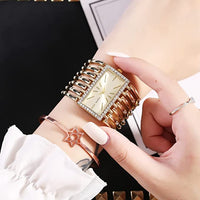 Women Gold Rhinestone Analog Luxury Round Full Bracelet Quartz Wrist Watch