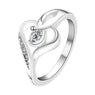 Silver Plated Copper Design Heart Wedding Ring for Men and Women