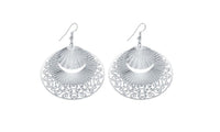 Gold Plated Sector Shape Round Dangle Long Silver Earrings For Women - sparklingselections