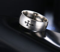 Silver and Black Zinc Plated Cross Symbol Stainless Steel Ring