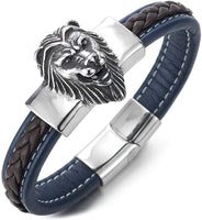 Lion Head Handmade Braided Bracelet Bangles For Men Animal Fashion Casual Formal Bracelets