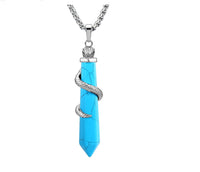 Fashion Healing Energy Gemstones Crystal Stainless Steel Chain Pendant Necklace for Women
