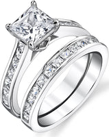 1.5 Caret Princess-cut Silver Cubic Zirconia Studded Wedding Ring For Women - sparklingselections