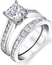 1.5 Caret Princess-cut Silver Cubic Zirconia Studded Wedding Ring For Women
