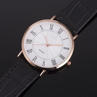 Ultra-Thin Minimalist Roman Numerals Military Business Watch For Men PU Leather Quartz Classic Wristwatches - sparklingselections