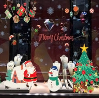 Christmas Window Xmas Santa Claus Removable Wall Decals DIY Home Decor Glass Door Decal - sparklingselections