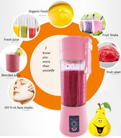 Mini Portable USB Handheld Rechargeable Electric Fruit Juicer Six Blades in 3D, 380ml Fruit Mixing Machine with USB Charger Cable for Superb Mixing - sparklingselections