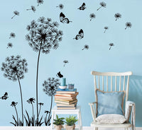 Zoo Theme New Butterfly Flying In Dandelion "Bedroom Wall Stickers PVCFlying Flowers Butterflies Wall Stickers Home Decorations