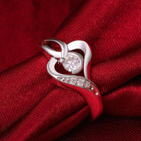 Silver Plated Copper Design Heart Wedding Ring for Men and Women - sparklingselections