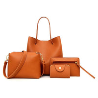Women Leather Shoulder, Crossbody, Clutch Luxury Handbags 4pcs set Ladies Casual Tote Handbags - sparklingselections