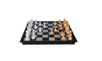 8 Inch Plastic Chess Set Silver Gold Mini Foldable Board Game - sparklingselections