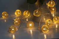 LED Globe String Lights, Decorative Lantern Lights 20 Golden Metal Balls Warm White Battery Powered led Strip Lights - sparklingselections