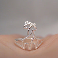 Love Dainty Couple Giraffe Sterling Silver Rings for Women - sparklingselections