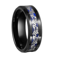 Wedding Dragon Black and Blue Carbide Inlay Engagement Rings - sparklingselections