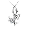 Silver Plated Double Dolphins Pendant Necklace