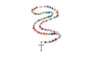 8mm Colorful Polymer Clay Bead Rosary Alloy Cross Virgin Mary Centrepieces Christian Catholic Religious Pendant Necklace