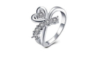 Crafted Silver Plated Heart Shape Wedding Rings For Bride - sparklingselections