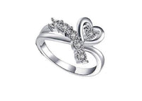 Crafted Silver Plated Heart Shape Wedding Rings For Bride - sparklingselections