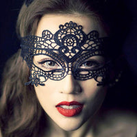 Black Sexy Lady Lace Mask Cutout Eye Mask for Masquerade Night Party - sparklingselections