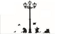Animal Cartoon Under The Lights Cat Vinyl Wall Stickers - sparklingselections