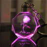 Artificial 3D Crystal Key Chain Engraving Glow Pink Pendant  Valentine's Day Gift