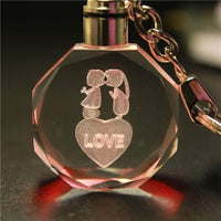 Artificial 3D Crystal Key Chain Engraving Glow Valentine's Day Pendant Necklace Gift - sparklingselections