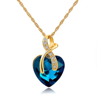 Austrian Crystal Heart Gold Plated Necklaces & Pendants Unisex Hearts Cute Wedding Jewelry