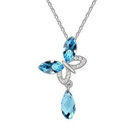 Butterfly Drop Crystal Pendant Necklace - sparklingselections