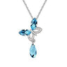 Butterfly Drop Crystal Pendant Necklace