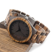 Elegant Round Vintage Zebra Wood Watch Business Analog Men Wooden Fashion, Casual Watches - sparklingselections