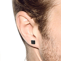 Men's Stainless Black Square Magnetic Ear Stud - sparklingselections