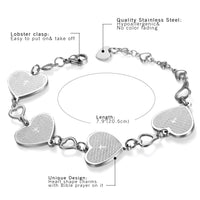 Womens  Charm Heart Cross Link Wrist Bracelet - sparklingselections