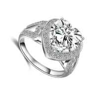 New Fashion Big Heart Silver Color AAA Cubic Zirconia Ring - sparklingselections
