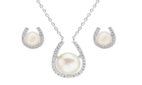 Natural Pearl Wedding Jewelry Set Ladies Romantic Fashion Wedding Engagement Necklace Earrings Jewelry Set - sparklingselections